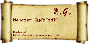 Menczer Győző névjegykártya